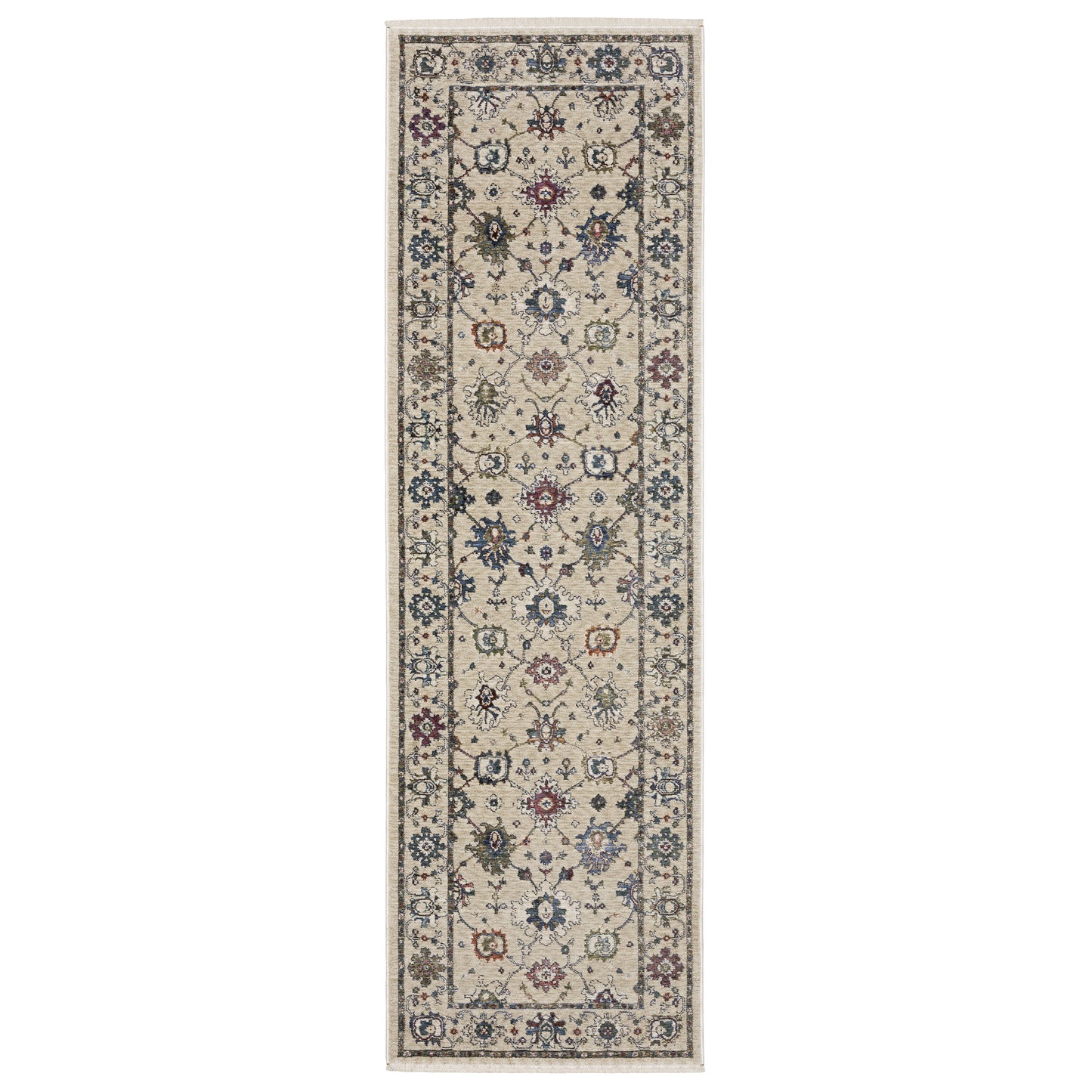 Hastings Ivory Blue Traditional Floral Indoor Rug