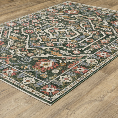 Hastings Green Pink Traditional Floral Indoor Rug