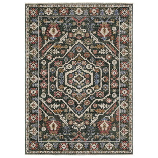 Hastings Green Pink Traditional Floral Indoor Rug