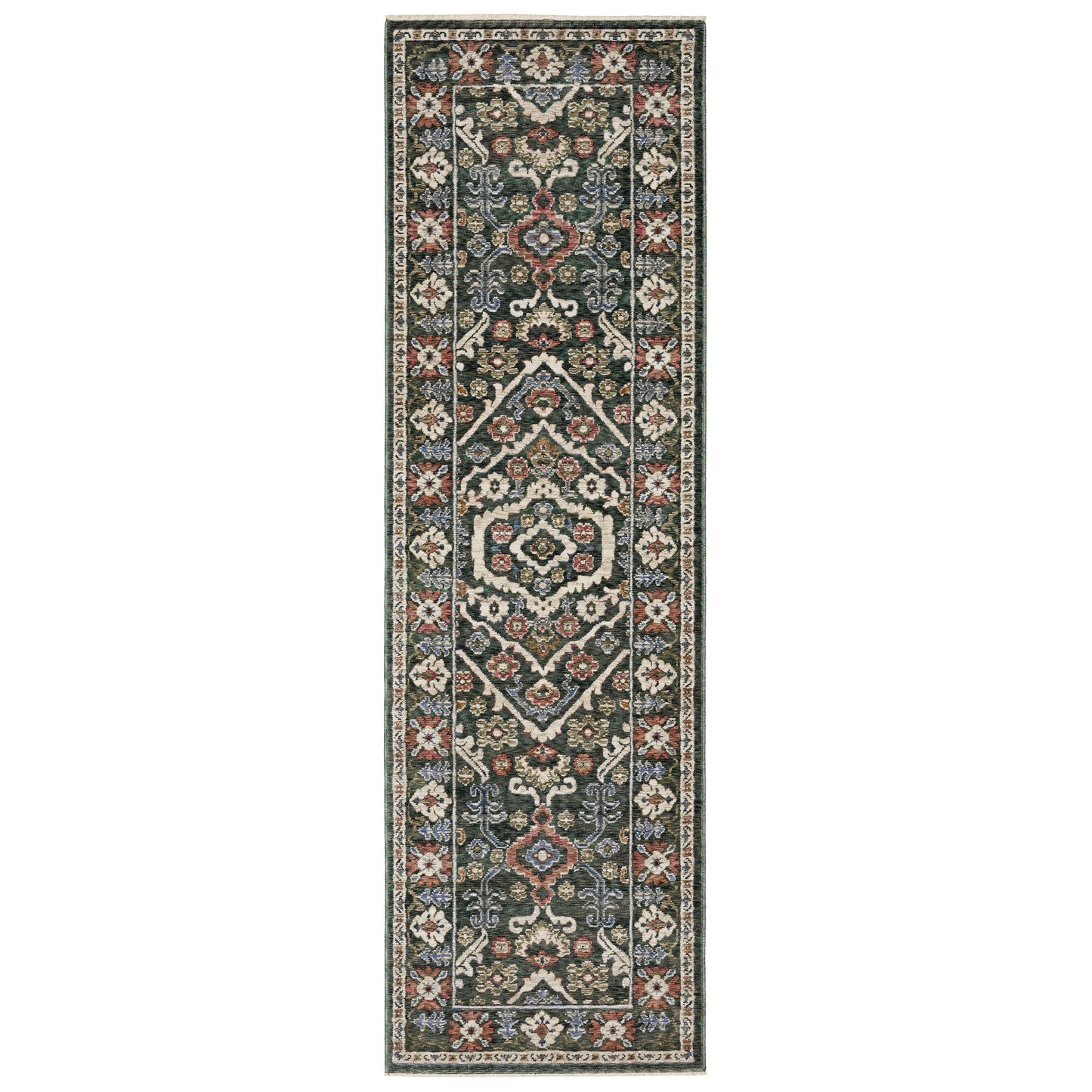 Hastings Green Pink Traditional Floral Indoor Rug