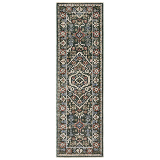 Hastings Green Pink Traditional Floral Indoor Rug