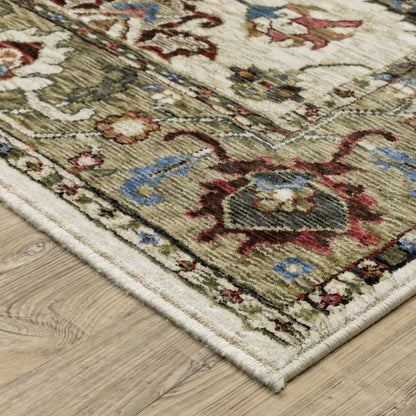 Hastings Ivory Green Traditional Oriental Indoor Rug