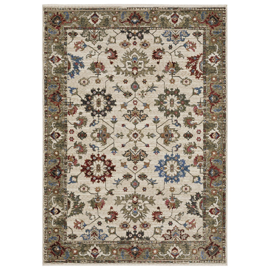 Hastings Ivory Green Traditional Oriental Indoor Rug