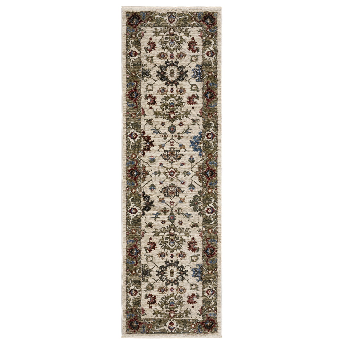 Hastings Ivory Green Traditional Oriental Indoor Rug