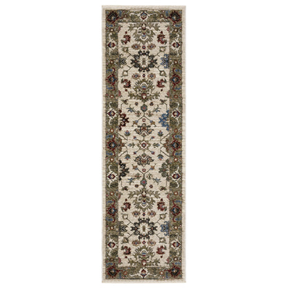 Hastings Ivory Green Traditional Oriental Indoor Rug