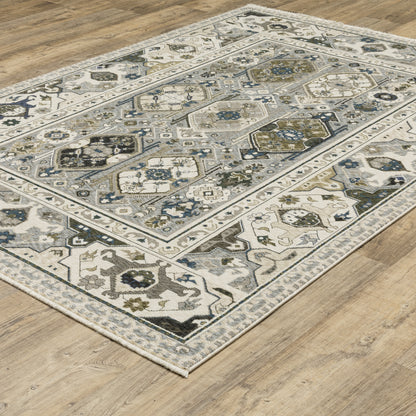 Hastings Ivory Blue Traditional Persian Indoor Rug