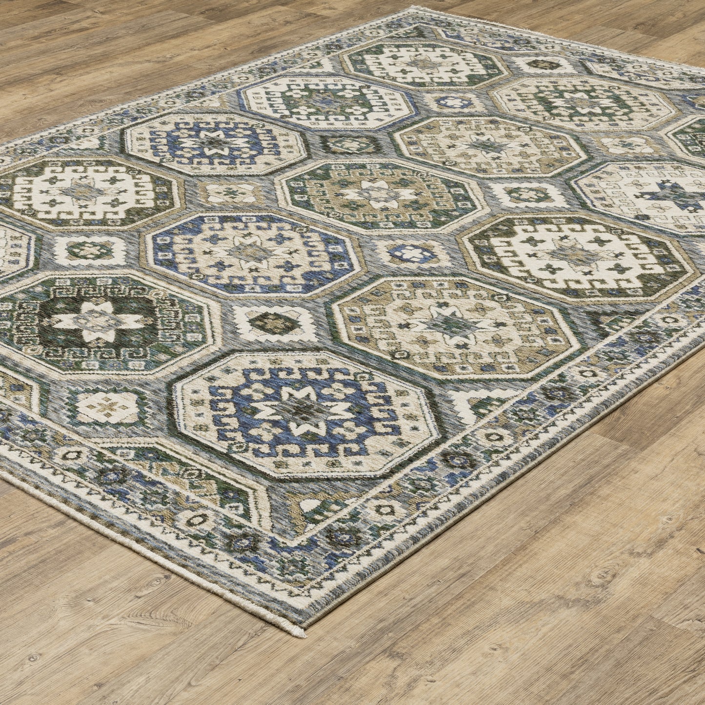 Hastings Ivory Blue Global Medallion Indoor Rug