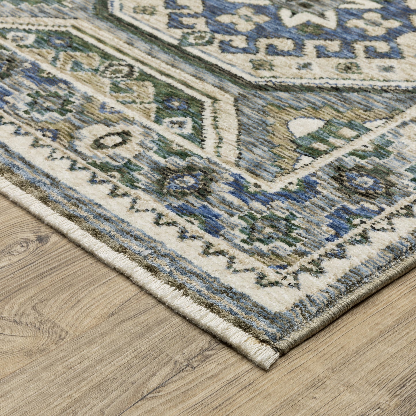 Hastings Ivory Blue Global Medallion Indoor Rug