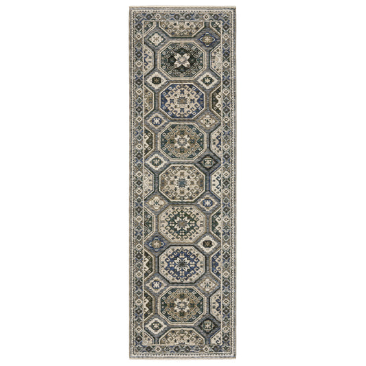 Hastings Ivory Blue Global Medallion Indoor Rug