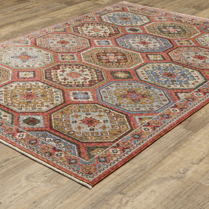 Hastings Pink Red Global Medallion Indoor Rug