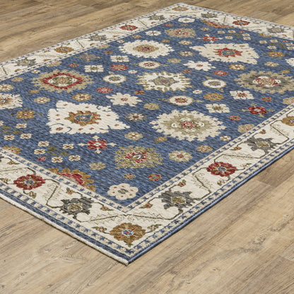 Hastings Blue Ivory Traditional Floral Indoor Rug