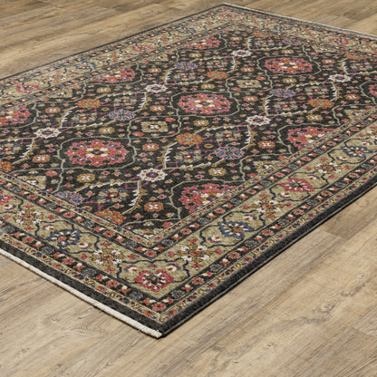 Hastings Charcoal Pink Traditional Oriental Indoor Rug