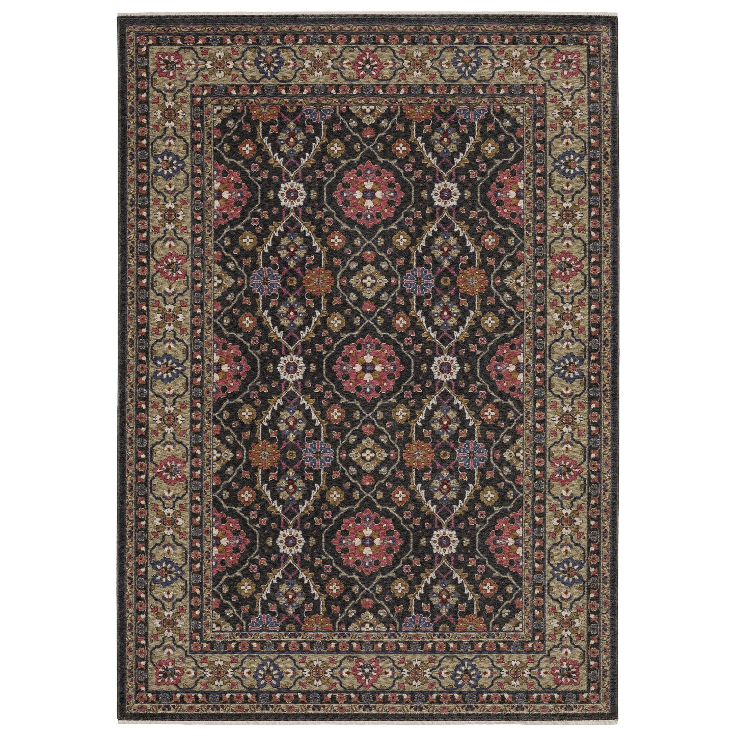 Hastings Charcoal Pink Traditional Oriental Indoor Rug