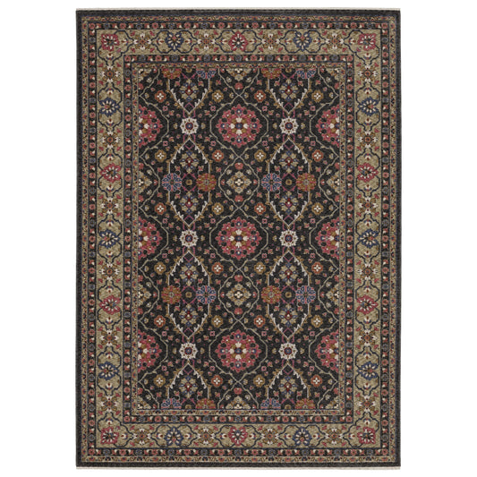 Hastings Charcoal Pink Traditional Oriental Indoor Rug