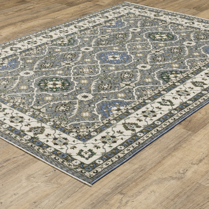 Hastings Blue Grey Traditional Oriental Indoor Rug