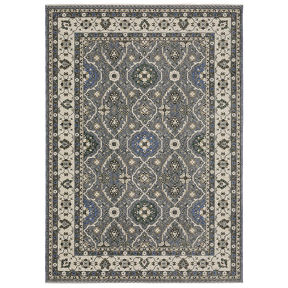 Hastings Blue Grey Traditional Oriental Indoor Rug