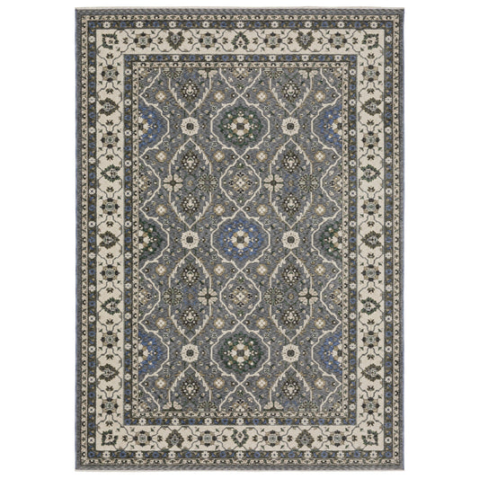 Hastings Blue Grey Traditional Oriental Indoor Rug