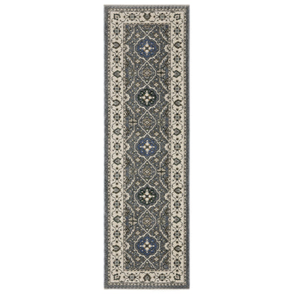 Hastings Blue Grey Traditional Oriental Indoor Rug