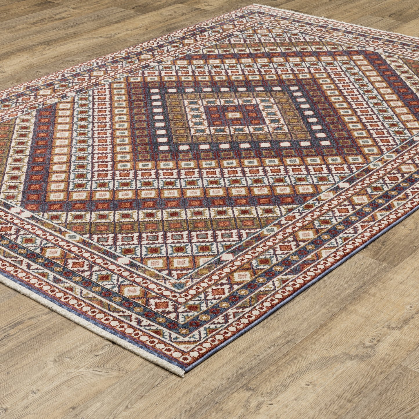 Hastings Red Multi Bohemian Diamond Indoor Rug