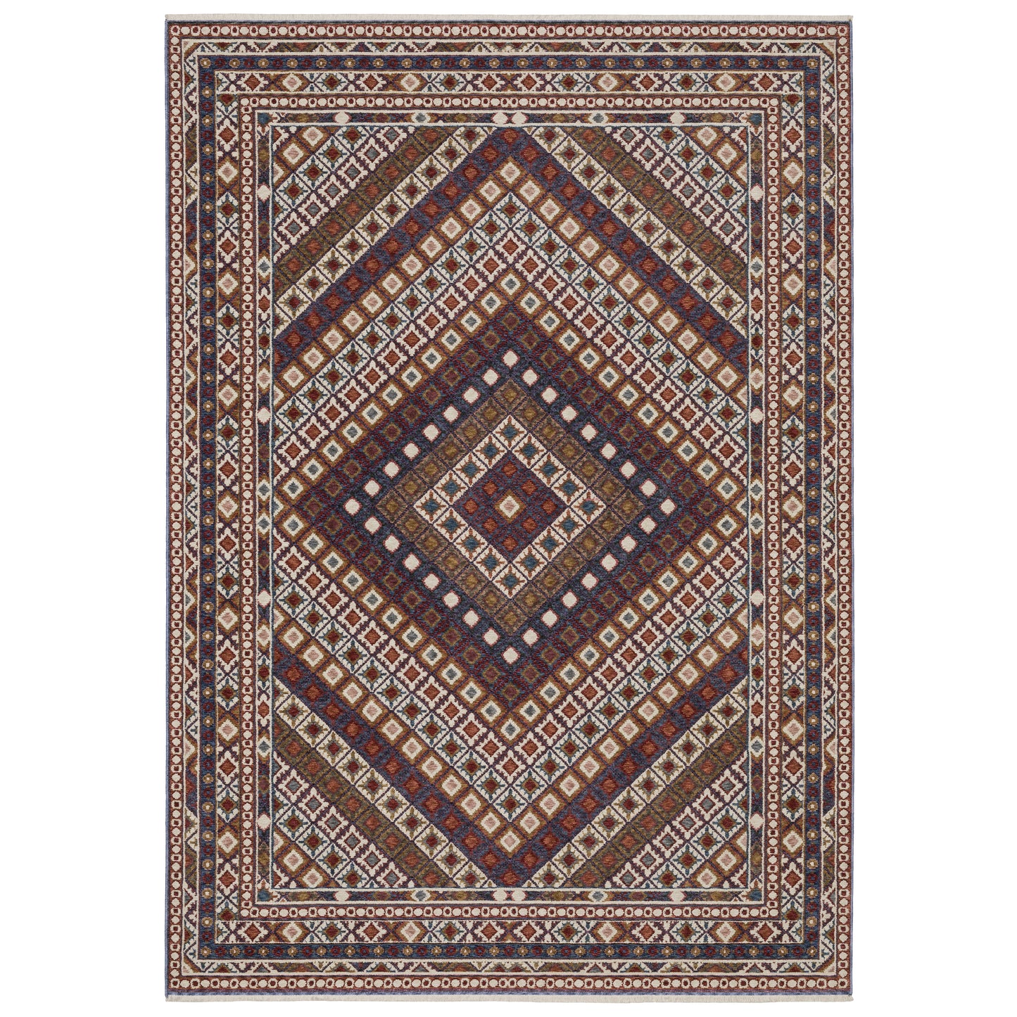 Hastings Red Multi Bohemian Diamond Indoor Rug