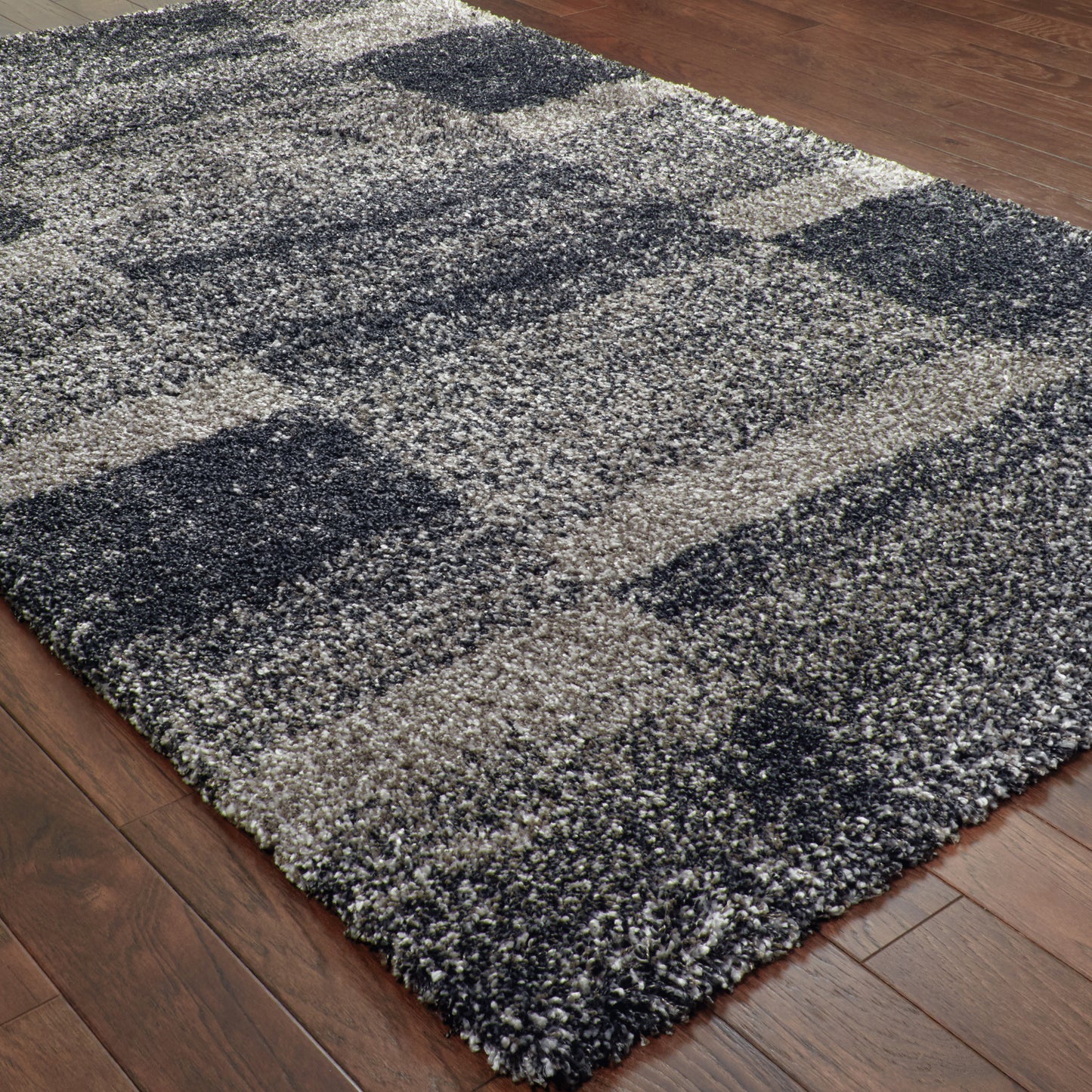 Henderson Grey Charcoal Shag Geometric Indoor Rug