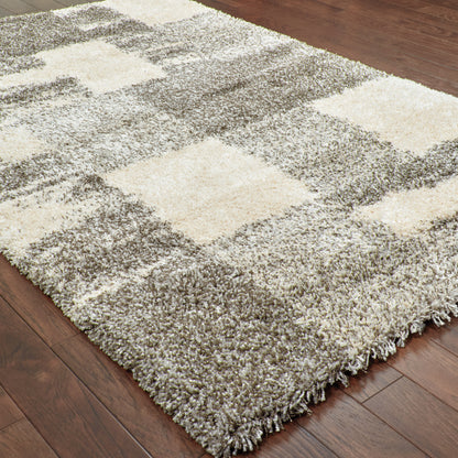 Henderson Ivory Grey Shag Geometric Indoor Rug