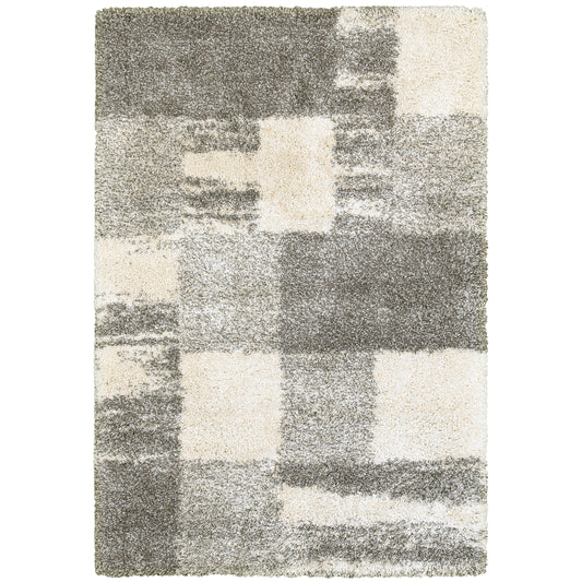 Henderson Ivory Grey Shag Geometric Indoor Rug