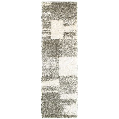 Henderson Ivory Grey Shag Geometric Indoor Rug