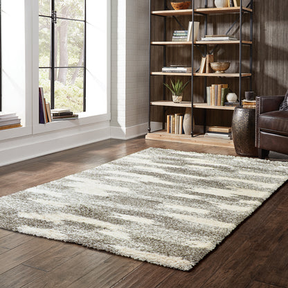 Henderson Grey Ivory Shag Geometric Indoor Rug