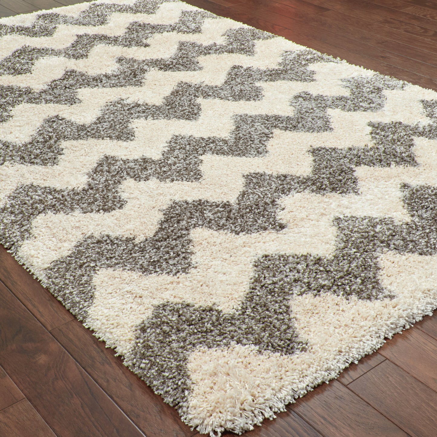 Henderson Grey Ivory Shag Geometric Indoor Rug