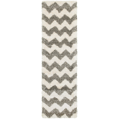 Henderson Grey Ivory Shag Geometric Indoor Rug