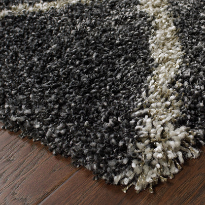 Henderson Charcoal Grey Shag Geometric Indoor Rug