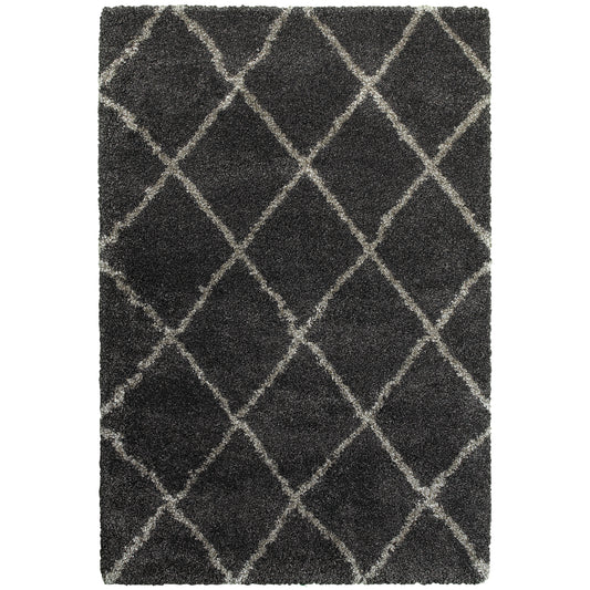 Henderson Charcoal Grey Shag Geometric Indoor Rug