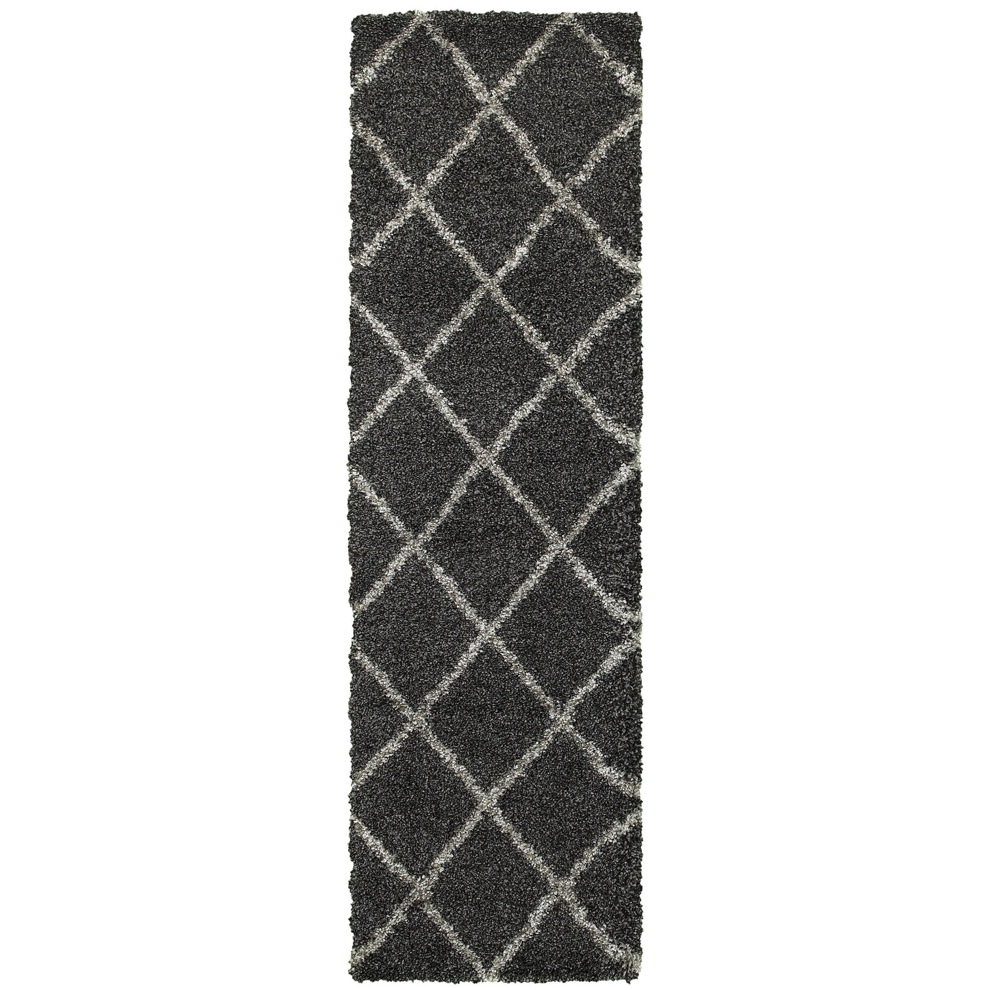 Henderson Charcoal Grey Shag Geometric Indoor Rug