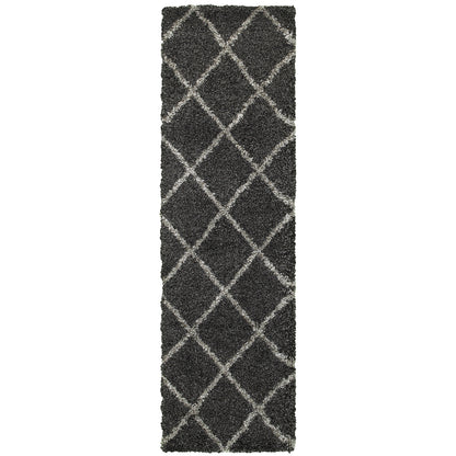 Henderson Charcoal Grey Shag Geometric Indoor Rug