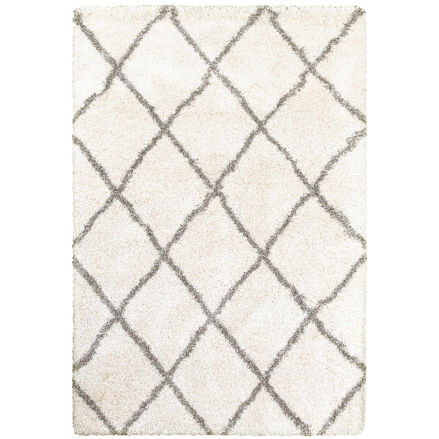 Henderson Ivory Grey Shag Geometric Indoor Rug