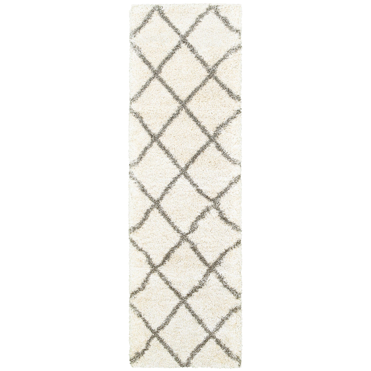 Henderson Ivory Grey Shag Geometric Indoor Rug