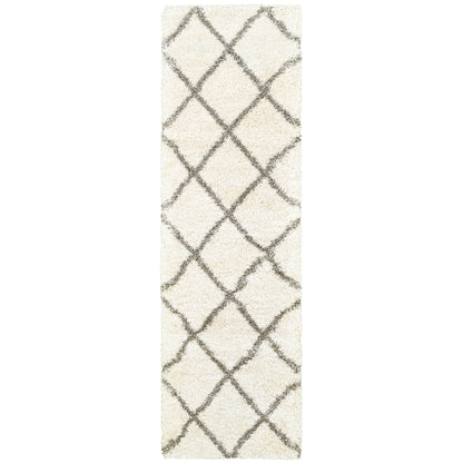 Henderson Ivory Grey Shag Geometric Indoor Rug