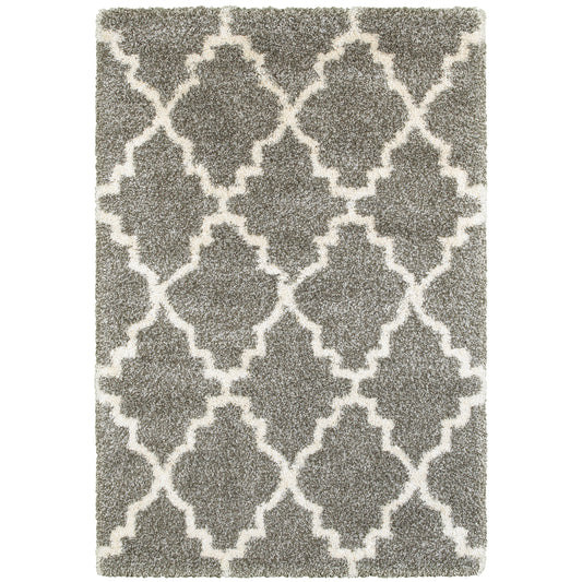 Henderson Grey Ivory Shag Geometric Indoor Rug