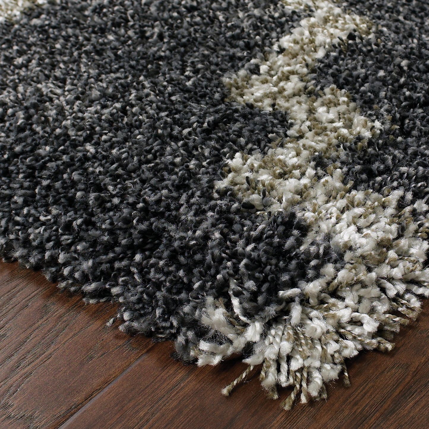 Henderson Charcoal Grey Shag Geometric Indoor Rug