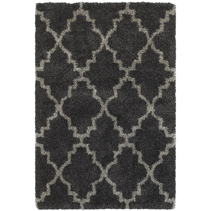 Henderson Charcoal Grey Shag Geometric Indoor Rug