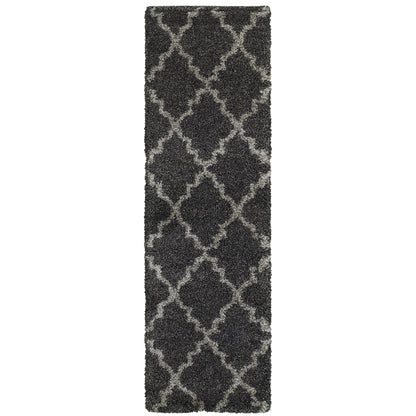 Henderson Charcoal Grey Shag Geometric Indoor Rug