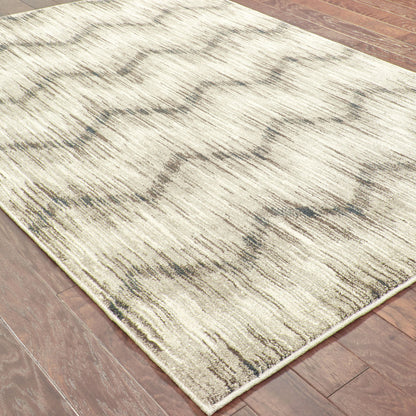 Highlands Grey Ivory Farmhouse Chevron Indoor Rug