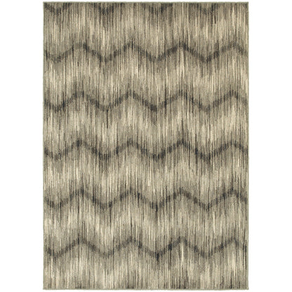 Highlands Grey Ivory Farmhouse Chevron Indoor Rug