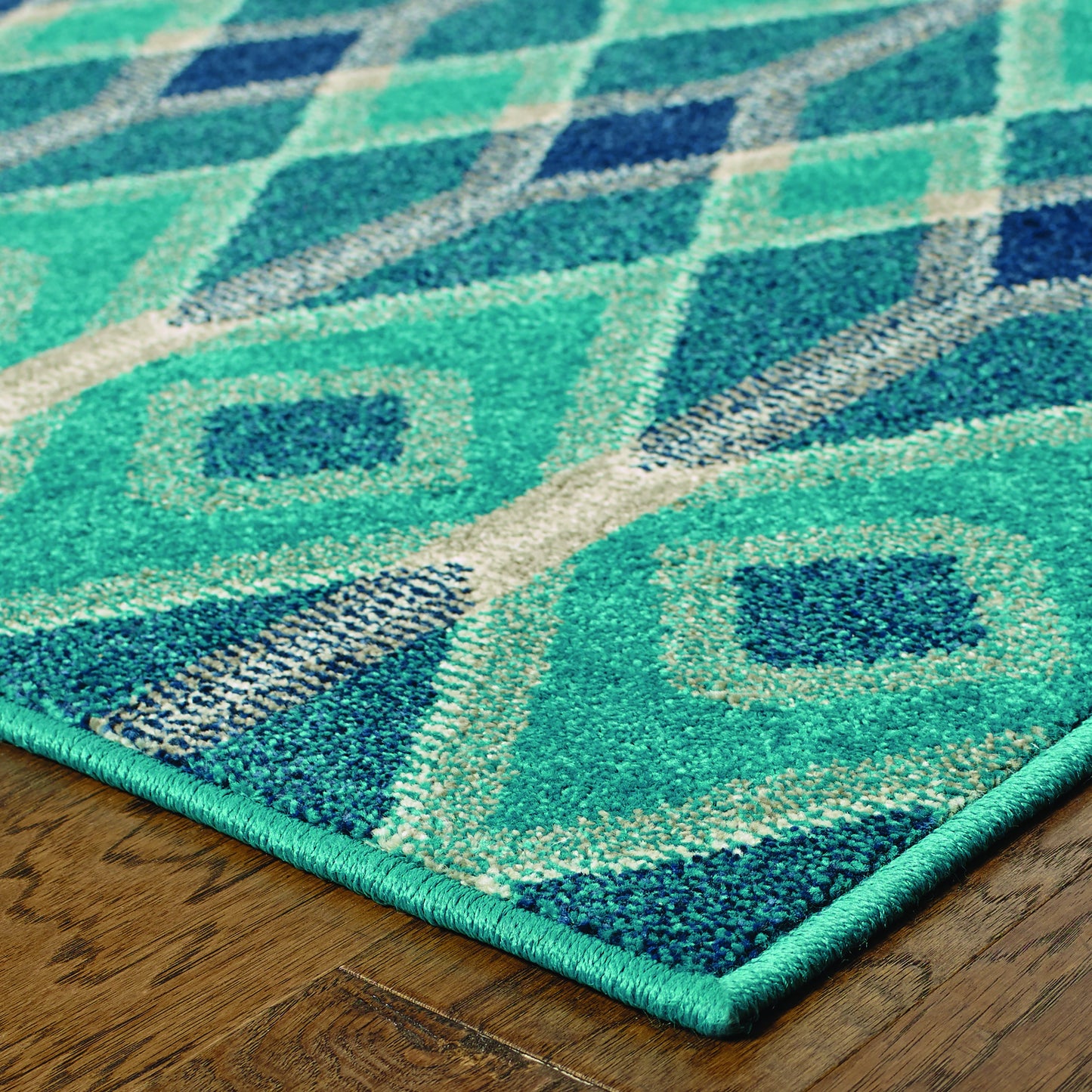 Highlands Blue Teal Transitional Geometric Indoor Rug