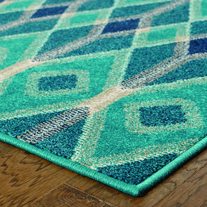 Highlands Blue Teal Transitional Geometric Indoor Rug