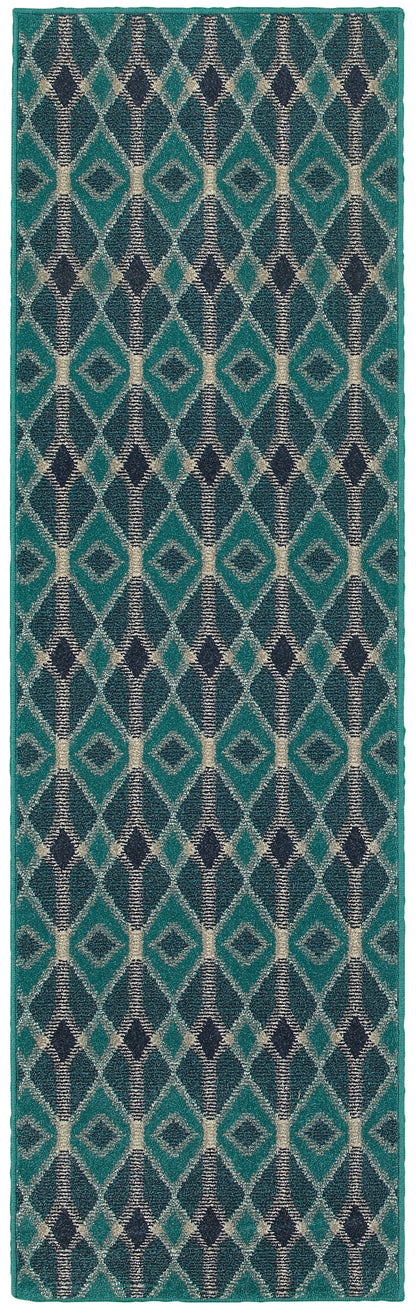 Highlands Blue Teal Transitional Geometric Indoor Rug