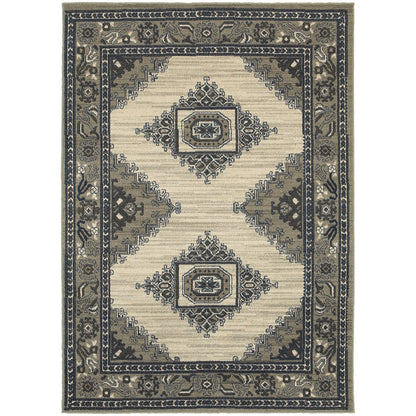 Highlands Beige Grey Traditional Medallion Indoor Rug