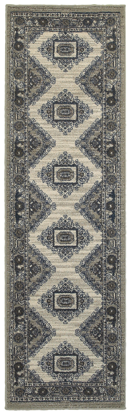 Highlands Beige Grey Traditional Medallion Indoor Rug