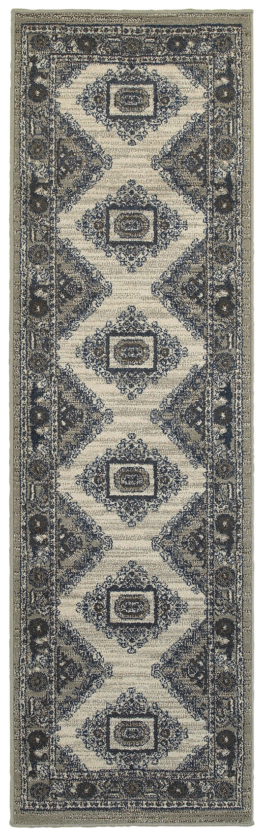 Highlands Beige Grey Traditional Medallion Indoor Rug